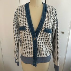 SANDRO Denim Metallic Houndstooth Jacket